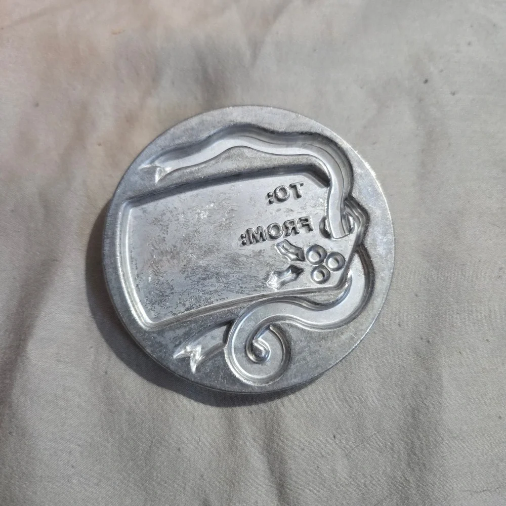 Nordic Ware Cookie Stamp 2011 Silver Gift Tag Holly Christmas Holiday Parts‎